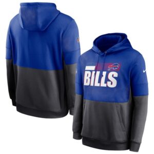 Bills Royal_Charcoal Sideline Impact Lockup Performance Pullover Hoodie