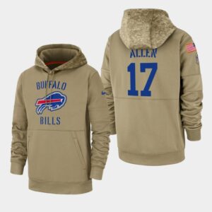 Nike Buffalo Bills 17 Josh Allen Tan 2019 Salute To Service Sideline Therma Pullover Hoodie