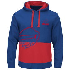 Buffalo Bills Blue and Red Split All Stitched Hooded Sweatshirt