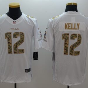 Bills 12 Jim Kelly White Salute To Service Limited Jersey