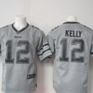 Buffalo Bills 12 Jim Kelly Gridiron Gray Men Limited Jersey