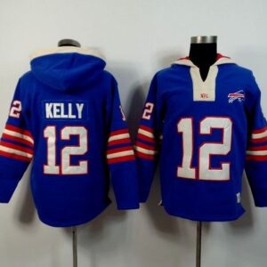 Buffalo Bills 12 Jim Kelly Royal Blue Player Winning Method Pullover Hoodie