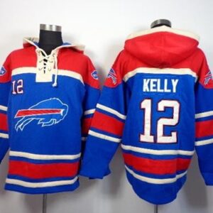 Buffalo Bills 12 Jim Kelly Royal Blue Sawyer Hooded Sweatshirt Hoodie