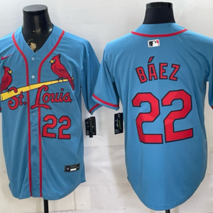 St.Louis Cardinals 22 Baez Blue Men Jersey