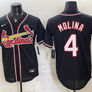 St.Louis Cardinals 4 Molina Black Out Men Jersey