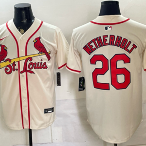St.Louis Cardinals 26 Wetherholt  Cream Men Jersey