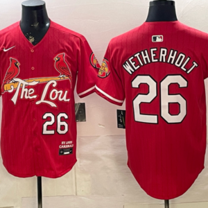 St.Louis Cardinals 26 Wetherholt  Red City Cool Base Men Jersey