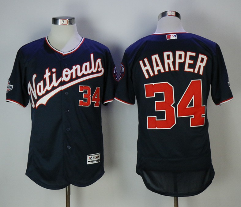 MLB Nationals 34 Bryce Harper Navy 2018 All-Star Game Flexbase Men Jersey