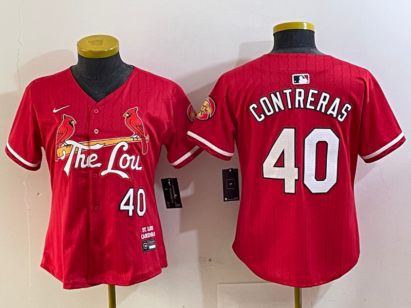 MLB Cardinals 40 Contreras Red 2024 City Connect Nike Cool Base Women Jersey