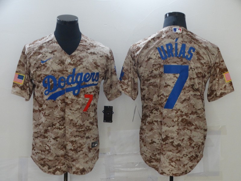 MLB Dodgers 7 Julio Urias Camo Nike Cool Base Men Jersey