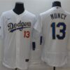 MLB Dodgers 13 Max Muncy White Gold Championship FlexBase Men Jersey