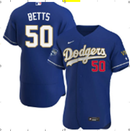 MLB Dodgers 50 Mookie Betts Blue Gold Champion Flexbase Men Jersey