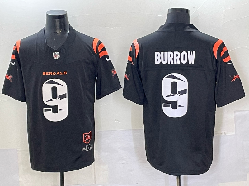 Nike Bengals 9 Burrow Black Fashion Vapor Limited Men Jersey
