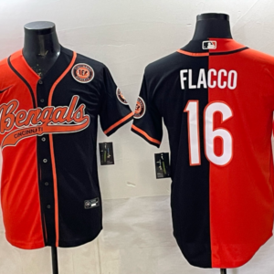 Nike Bengals 16 Flacco Black Orange Split Baseball Vapor Limited Men Jersey