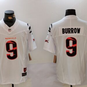 Nike Bengals 9 Joe Burrow White F.U.S.E. Vapor Limited Men Jersey
