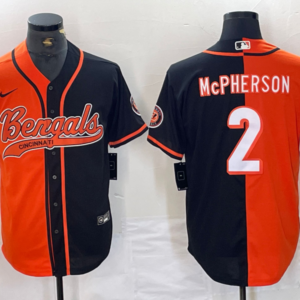 Nike Bengals 2 Evan McPherson Orange Black Split Vapor Baseball Limited Men Jersey