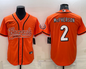 Nike Bengals 2 Evan McPherson Orange With Patch Vapor Baseball Limited Men Jersey