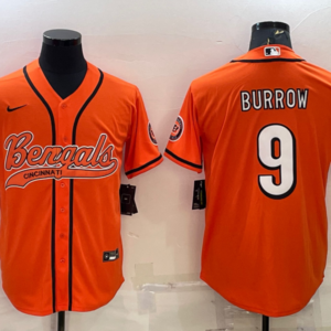 Nike Bengals 9 Joe Burrow Orange Vapor Baseball Limited Men Jersey