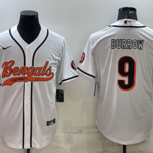 Nike Bengals 9 Joe Burrow White Vapor Baseball Limited Men Jersey