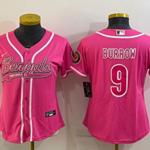 Nike Bengals 9 Joe Burrow Pink Vapor Baseball Limited Women Jersey