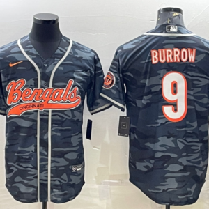 Nike Bengals 9 Joe Burrow Black Camo Vapor Baseball Limited Men Jersey