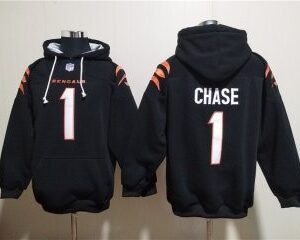 Cincinnati Bengals 1 Ja'Marr Chase Black Pullover Hoodie
