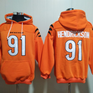 Nike Bengals 91 Trey Hendrickson Orange Pullover Hoodie