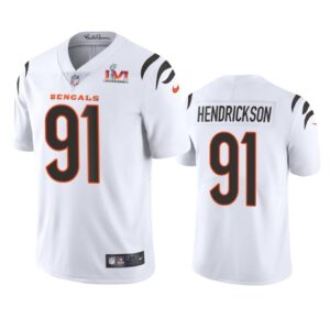 Nike Bengals 91 Trey Hendrickson White Super Bowl LVI  Vapor Limited Men Jersey