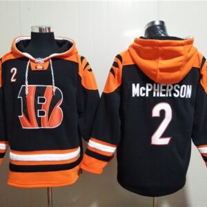 Bengals 2 Evan McPherson Orange Black Ageless Must Have Lace Up Pullover Hoodie