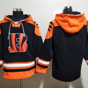 Bengals Blank Orange Black Ageless Must Have Lace Up Pullover Hoodie