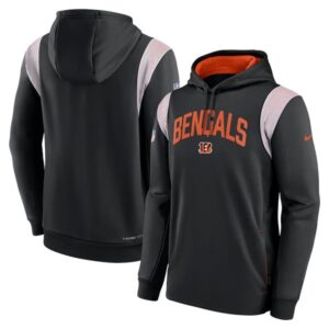 Bengals Black Sideline Stack Performance Pullover Hoodie