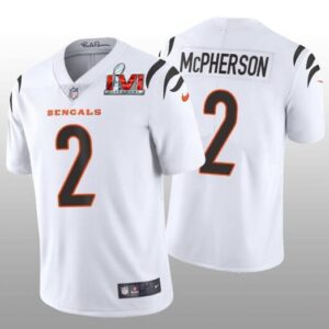 Nike Bengals 2 Evan McPherson White 2022 Super Bowl LVI Vapor Limited Men Jersey