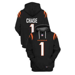 Bengals 1 Ja'Marr Chase Black 2021 Stitched New Hoodie