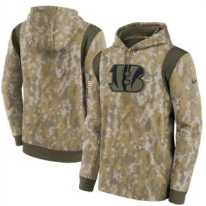 Nike Cincinnati Bengals Camo 2021 Salute To Service Therma Performance Pullover Hoodie