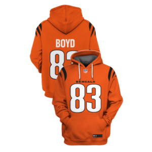 Bengals 83 Tyler Boyd Orange 2021 Stitched New Hoodie