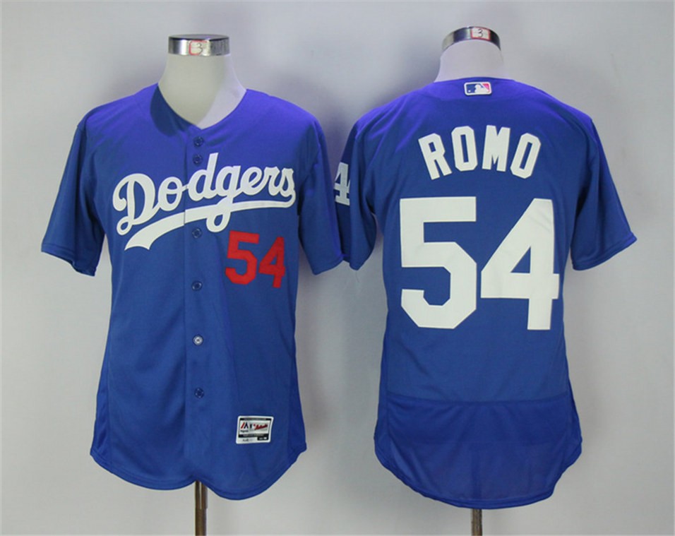MLB Dodgers 54 Sergio Romo Blue Flexbase Men Jersey