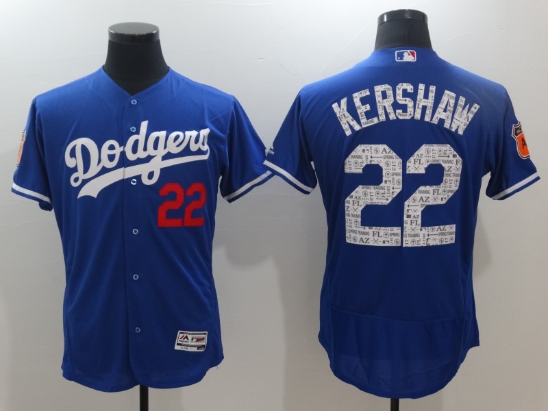 MLB Dodgers 22 Clayton Kershaw Royal 2017 Spring Training Flexbase Men Jersey