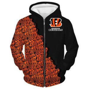 Cincinnati Bengals Football Team Split Hoodie
