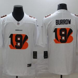 Nike Bengals 9 Joe Burrow White Shadow Logo Limited Men Jersey