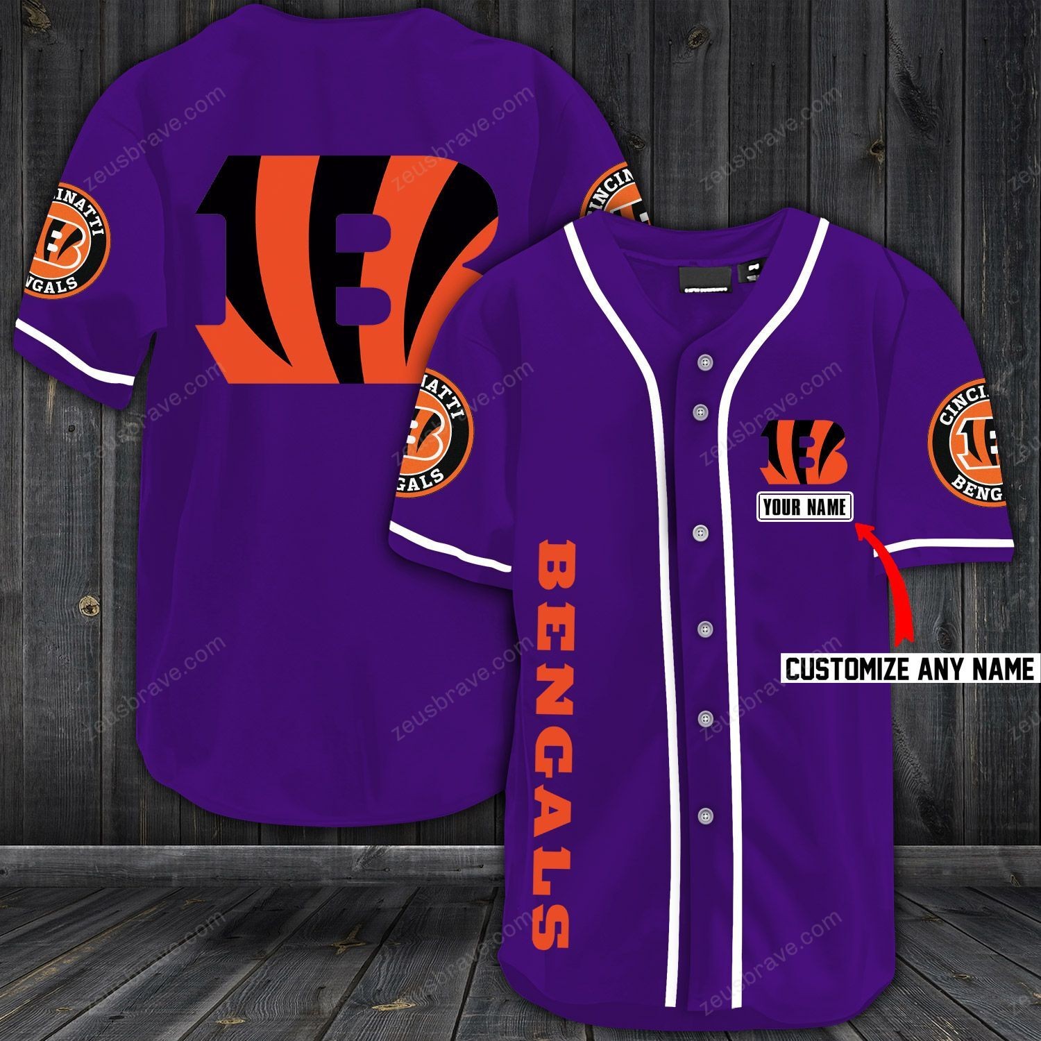 Cincinnati Bengals Baseball Customized Jersey (7)