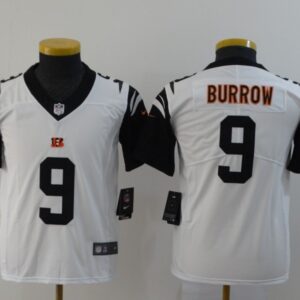 Nike Bengals 9 Joe Burrow White Color Rush Limited Youth Jersey
