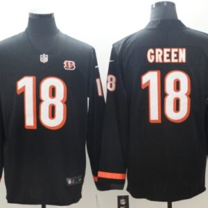 Nike Bengals 18 A.J. Green Black Long Sleeve Limited Men Jersey