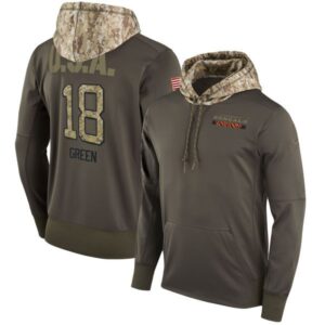 Bengals 18 A.J. Green Olive Salute To Service Pullover Hoodie