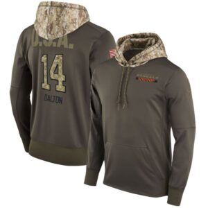 Bengals 14 Andy Dalton Olive Salute To Service Pullover Hoodie
