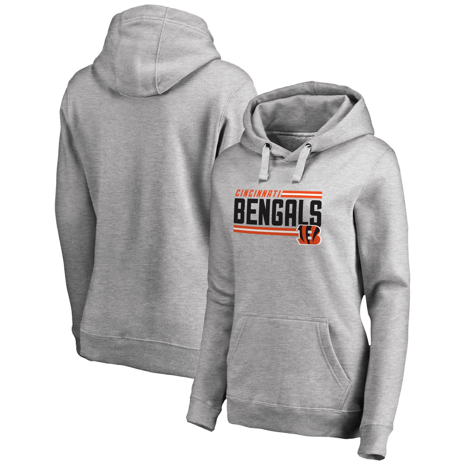 Cincinnati Bengals Pro Line Ash Side Stripe Pullover Women Hoodie