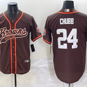Nike Browns 24 Nick Chubb Brown Baseball Vapor Limited Men Jersey