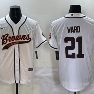 Nike Browns 21 Ward White Baseball Vapor Limited Men Jersey