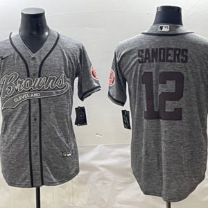 Nike Browns 12 Shedeur Sanders Grey Baseball Vapor Limited Men Jersey