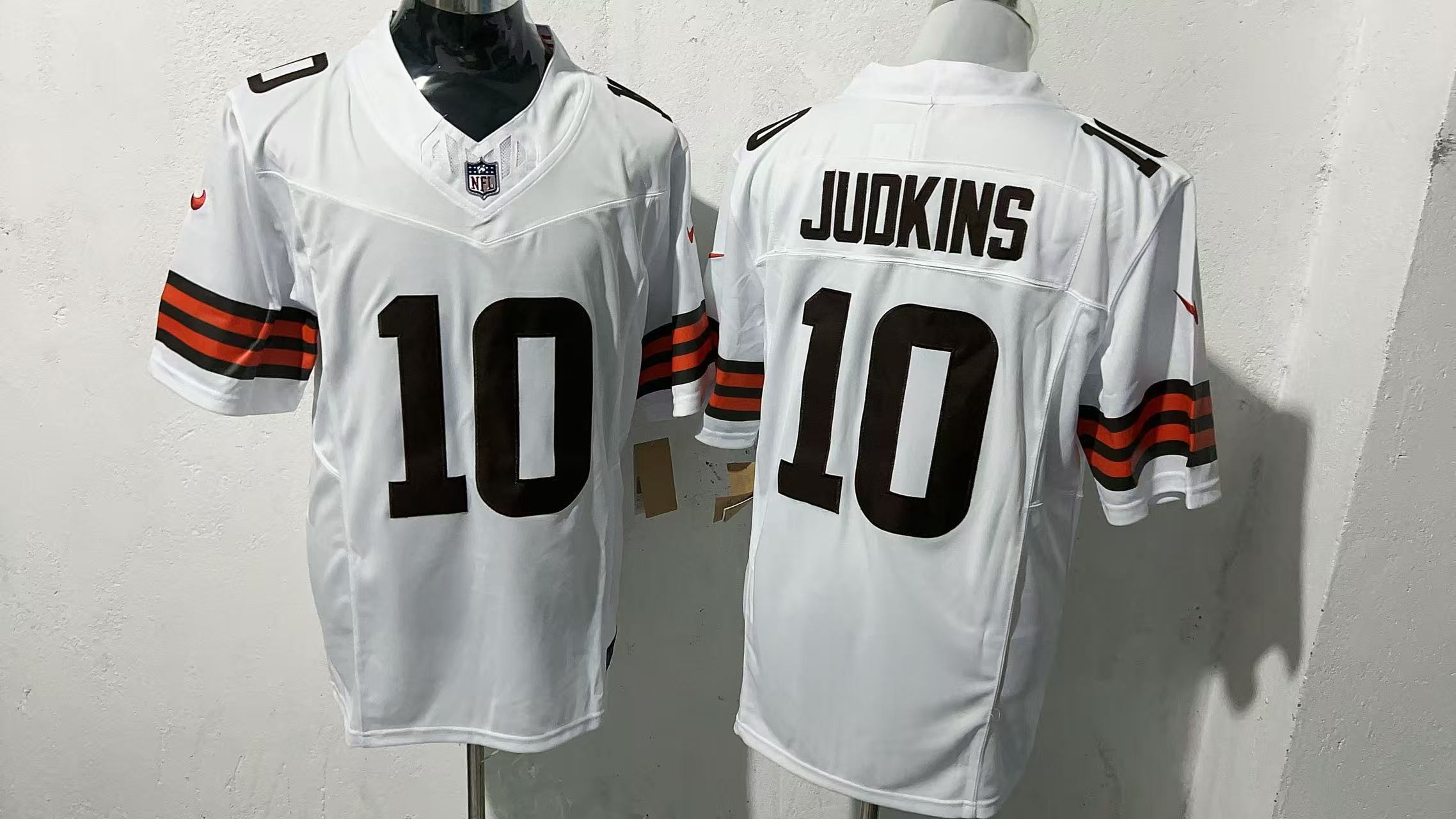 Nike Browns 10 Quinshon Judkins White F.U.S.E. Vapor Limited Men Jersey
