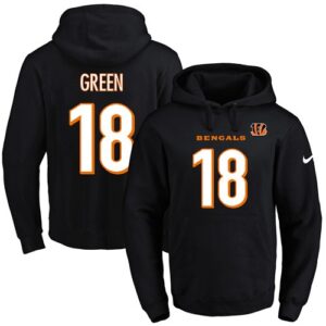 Bengals 18 A.J. Green Black Men Pullover Hoodie